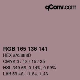 Código de color: RGB 165 136 141 | qconv.com