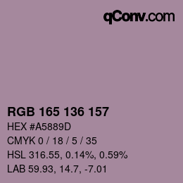 カラーコード: RGB 165 136 157 | qconv.com