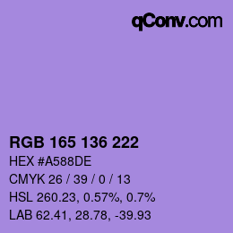 Color code: RGB 165 136 222 | qconv.com