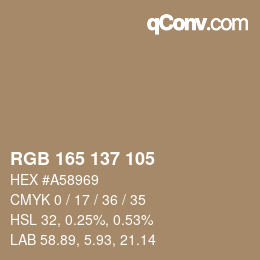 Código de color: RGB 165 137 105 | qconv.com