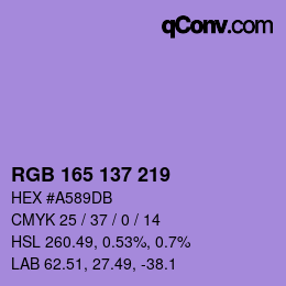 Color code: RGB 165 137 219 | qconv.com