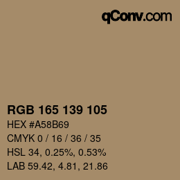 カラーコード: RGB 165 139 105 | qconv.com