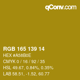 Color code: RGB 165 139 14 | qconv.com