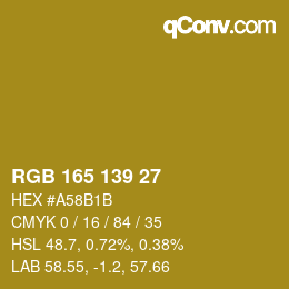 Color code: RGB 165 139 27 | qconv.com