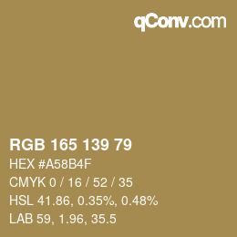 カラーコード: RGB 165 139 79 | qconv.com