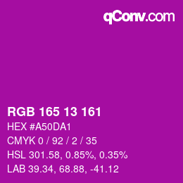 Color code: RGB 165 13 161 | qconv.com