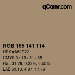 Color code: RGB 165 141 114 | qconv.com