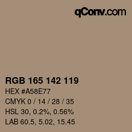 カラーコード: RGB 165 142 119 | qconv.com