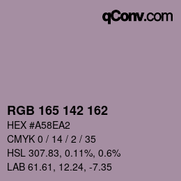 Color code: RGB 165 142 162 | qconv.com