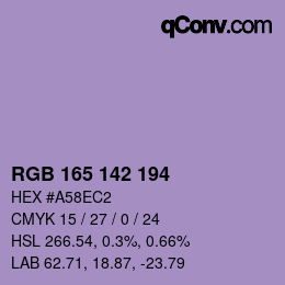 Color code: RGB 165 142 194 | qconv.com