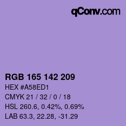 Color code: RGB 165 142 209 | qconv.com