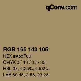 カラーコード: RGB 165 143 105 | qconv.com