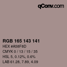 Code couleur: RGB 165 143 141 | qconv.com