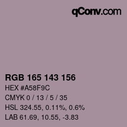 カラーコード: RGB 165 143 156 | qconv.com