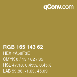 カラーコード: RGB 165 143 62 | qconv.com