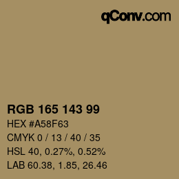 Código de color: RGB 165 143 99 | qconv.com