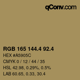 カラーコード: RGB 165 144.4 92.4 | qconv.com