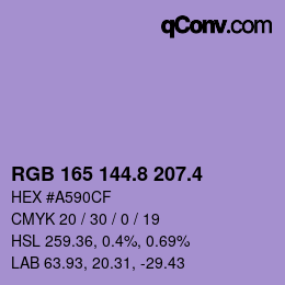 カラーコード: RGB 165 144.8 207.4 | qconv.com