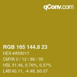 カラーコード: RGB 165 144.8 23 | qconv.com