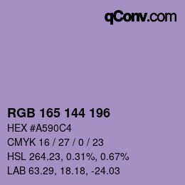 Color code: RGB 165 144 196 | qconv.com
