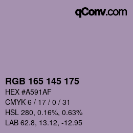 カラーコード: RGB 165 145 175 | qconv.com