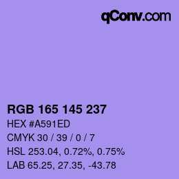 Color code: RGB 165 145 237 | qconv.com