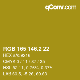 カラーコード: RGB 165 146.2 22 | qconv.com