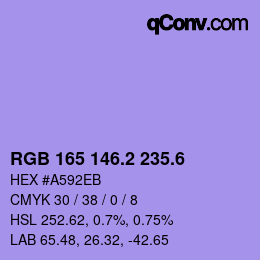 カラーコード: RGB 165 146.2 235.6 | qconv.com