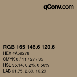 カラーコード: RGB 165 146.6 120.6 | qconv.com