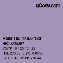 カラーコード: RGB 165 146.6 183 | qconv.com