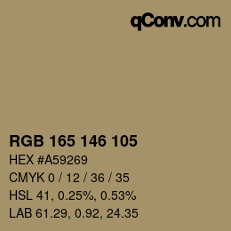 カラーコード: RGB 165 146 105 | qconv.com