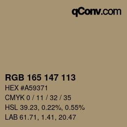 カラーコード: RGB 165 147 113 | qconv.com