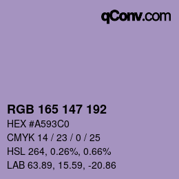 カラーコード: RGB 165 147 192 | qconv.com