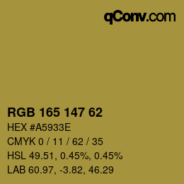 Code couleur: RGB 165 147 62 | qconv.com