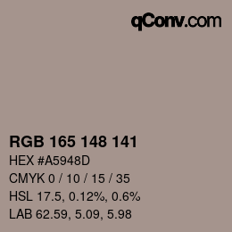 Farbcode: RGB 165 148 141 | qconv.com