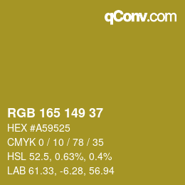 カラーコード: RGB 165 149 37 | qconv.com