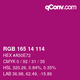 カラーコード: RGB 165 14 114 | qconv.com