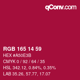 Color code: RGB 165 14 59 | qconv.com