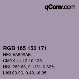 颜色代码: RGB 165 150 171 | qconv.com