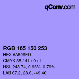 Color code: RGB 165 150 253 | qconv.com