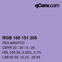 カラーコード: RGB 165 151 205 | qconv.com
