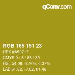 カラーコード: RGB 165 151 23 | qconv.com