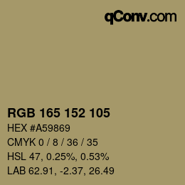 Color code: RGB 165 152 105 | qconv.com