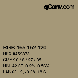 カラーコード: RGB 165 152 120 | qconv.com
