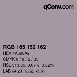 颜色代码: RGB 165 152 162 | qconv.com