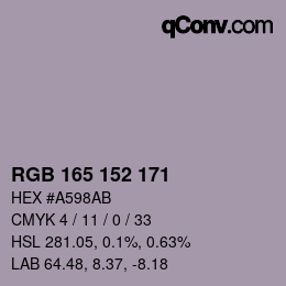カラーコード: RGB 165 152 171 | qconv.com