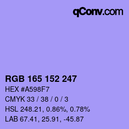 Color code: RGB 165 152 247 | qconv.com