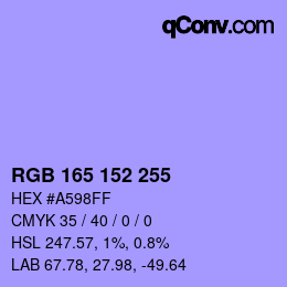 Color code: RGB 165 152 255 | qconv.com