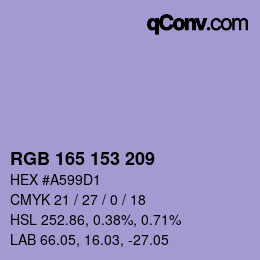 Color code: RGB 165 153 209 | qconv.com