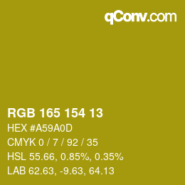 Color code: RGB 165 154 13 | qconv.com